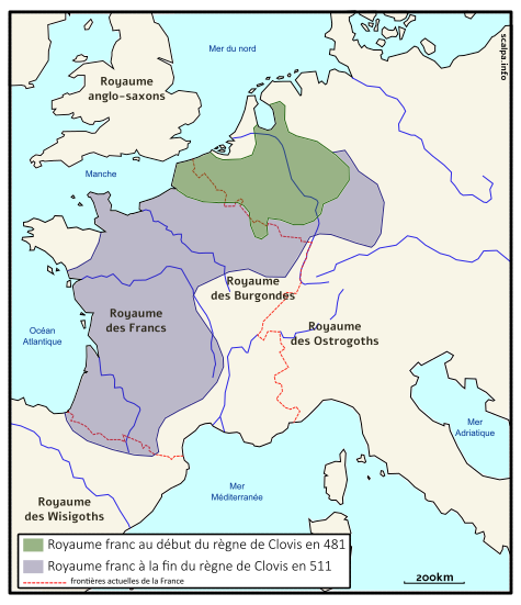 royaume franc au début et à la fin du règne de Clovis